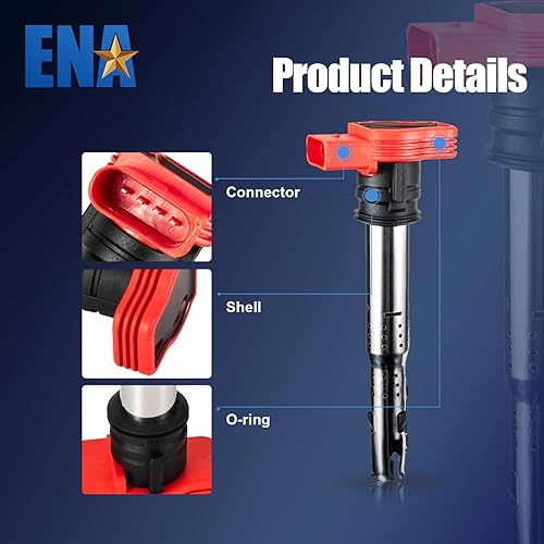 Miniatura 2 de ENA Paquete de bobinas de encendido y bujía de platino para UF529 3.0L 4.2L compatible con Audi A6 A7 A8 Q5 Q7 S4 SQ5 Quattro VW Touareg Poreche