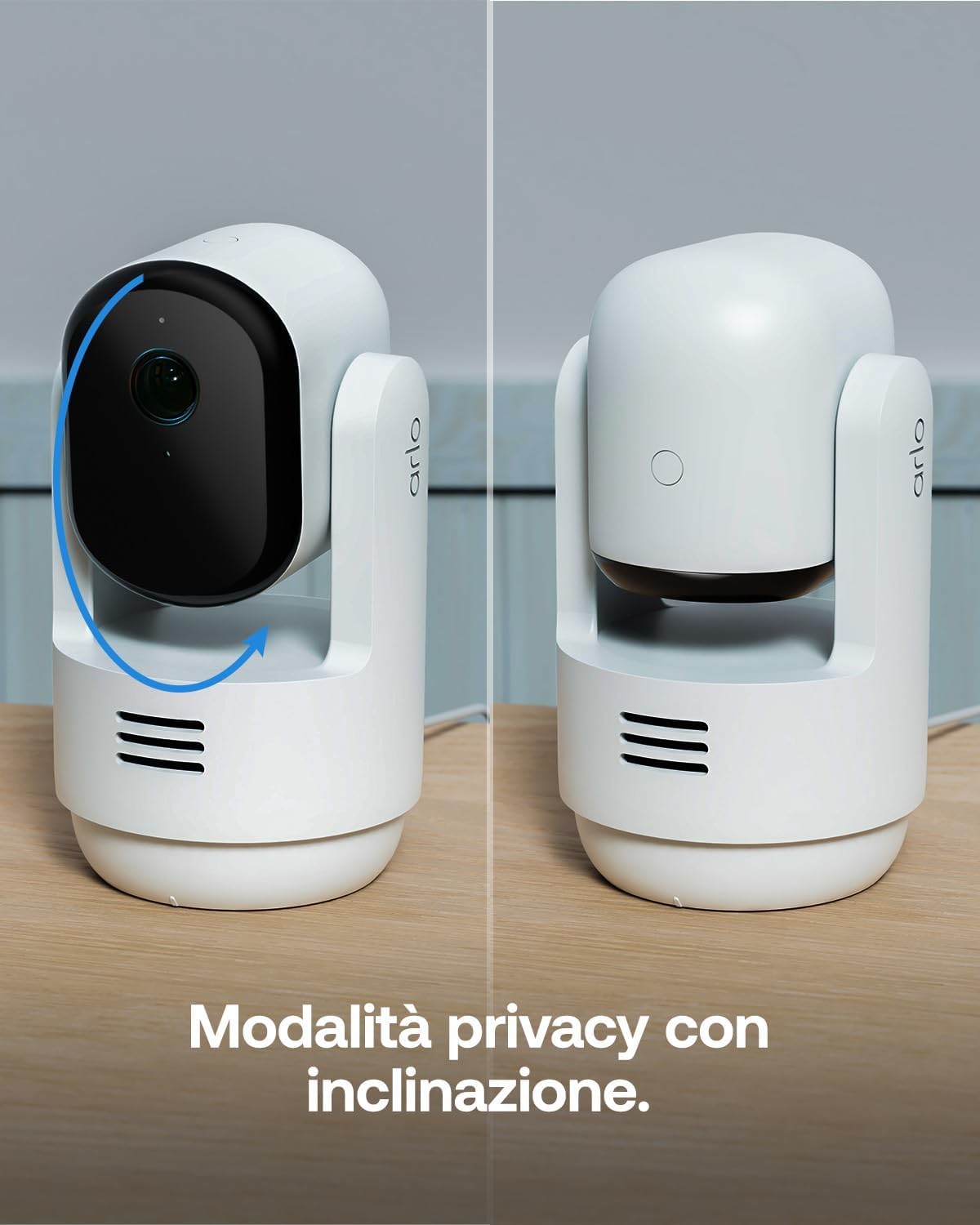 Arlo Essential 3 Indoor 2K PTZ, Telecamera di Sorveglianza WiFi Interno 2K, Rilevamento di AI, Visione Notturna, Audio Bidirezionale, 1 Telecamera, Bianca