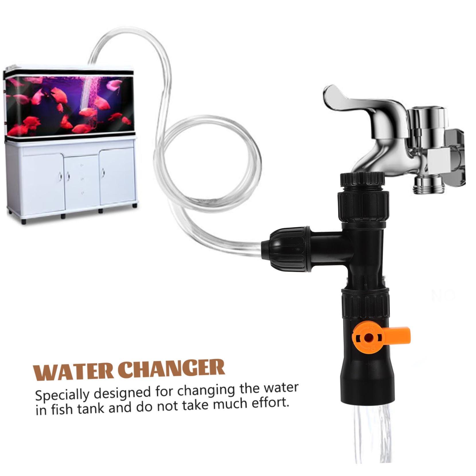 Toddmomy 2 Juegos Cambiador de Agua de Grifo Kit de Limpieza de peceras de Acuario Kit de Limpieza del Acuario Manguera escurridor de pecera Cambiador de Agua del Acuario el plastico Negro