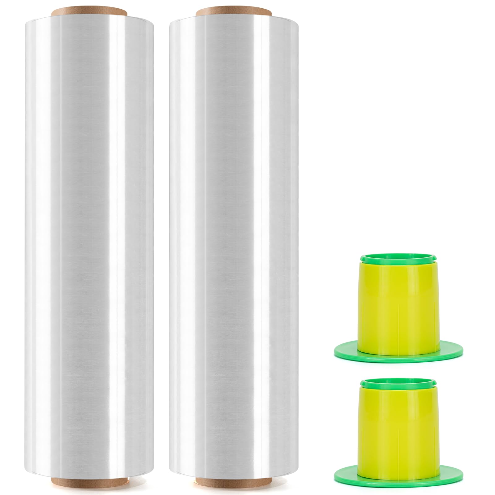 2 Rouleaux Transparent Film Étirable Déménagement de Film Emballage, Cling Film 250m x 400 mm Avec Poignée de Roulement en Plastique, Pour Emballage et Déménagement