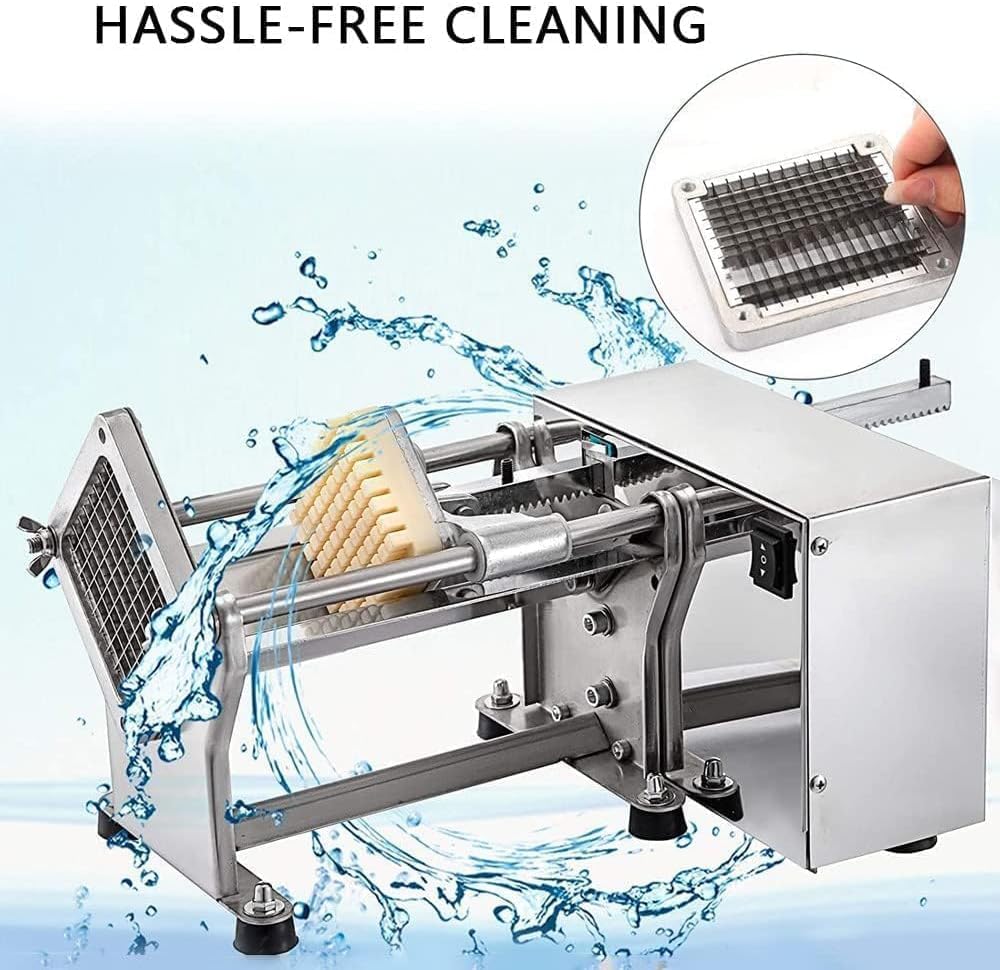 Coupe-frites Professionnel, Machine À Frites Électrique En Acier Inoxydable Avec Lames De 6 Mm/9 Mm/13 Mm Pour Pommes De Terre, Carottes, Concombres