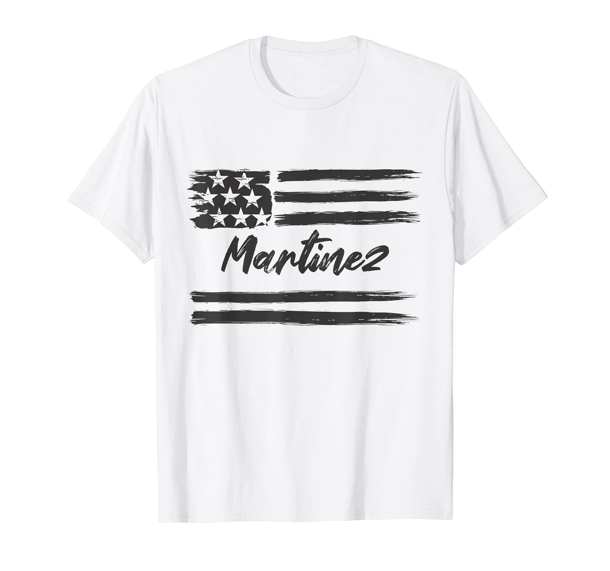Martinez - Personalized Name, Stars and Stripes, USA Flag T-Shirt, White