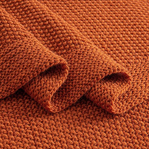 Cozecube Orange Throw Blanket For Couch, Soft Cozy Cable Knit Throw Blanket For Bed Sofa Living Room, Lightweight Warm Decorative Farmhouse Christmas Throw Blanket, 50"X60", Burnt Orange #TOP6
