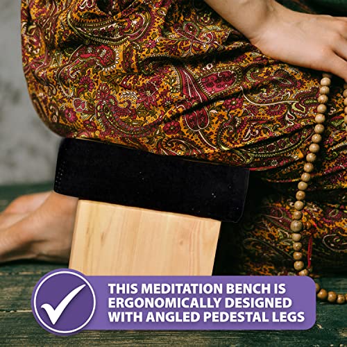 Mudra Crafts Maroon Foldable Meditation Chair - Yoga Zen Meditation Bench Kneeling Stool - Wooden Meditation Stool With Cushion - Prayer Kneeler Seiza Meditation Seat #TOP6