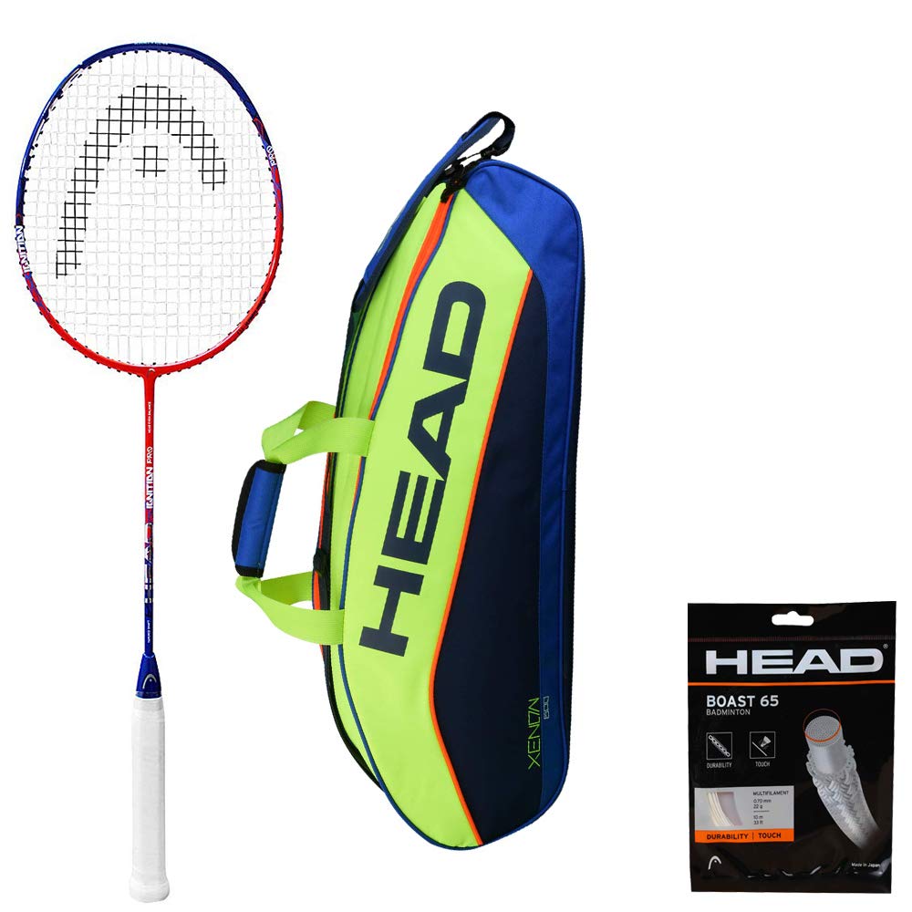 HEAD IGNITION PRO BADMINTON RACKET WITH KITBAG XENON 600 AND BOAST 65 BADMINTON STRING ORANGE-image-20