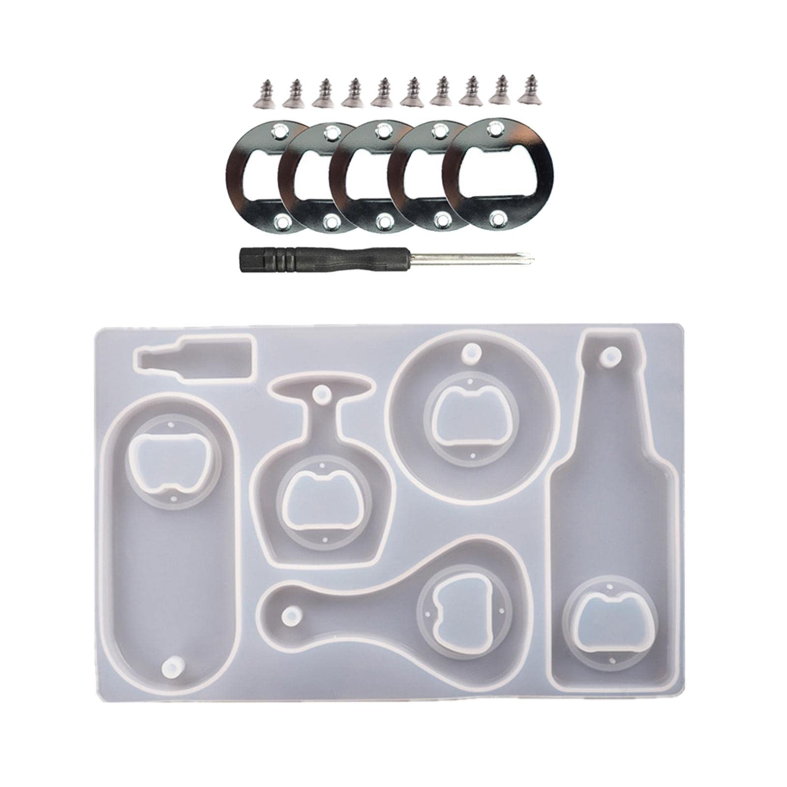 Enakshi Corkscrew DIY Crystal Resin Epoxy Silicone Mold Beer Spanner Opener Set A | Crafts | Multi-Purpose Craft Supplies | Crafting Pieces | Resin Craft Molds & Supplies-image-0
