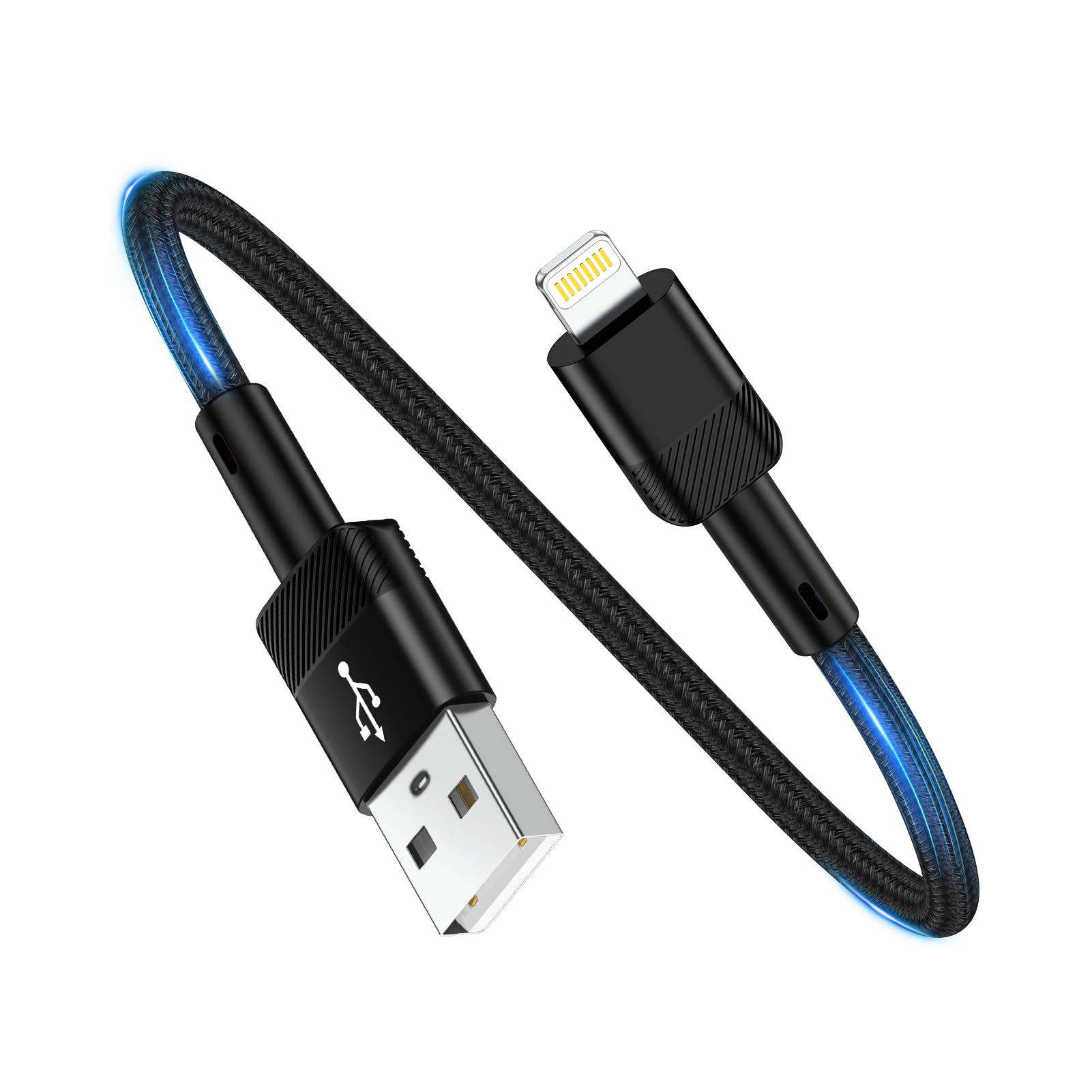USB-C to Lightning ケーブル 0.3m タイプC iPhone 充電ケーブル PD対応 25W 急速充電 高速データ転送 ナイロン編み 高耐久 iPhone 14/13/12/11/X/8/7/6/5/iPad Mini/Air/Pro 対応 ブラック