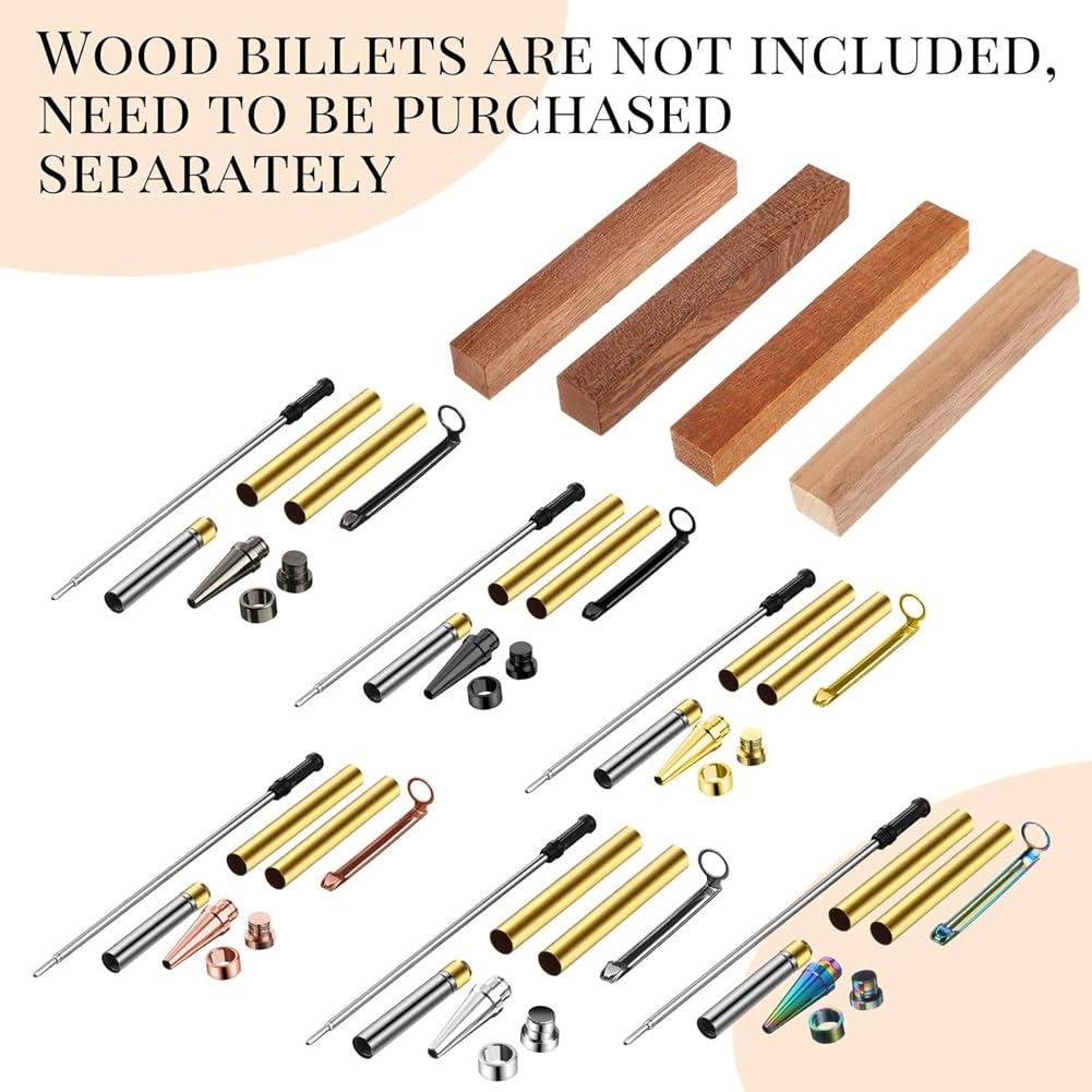 per Ufficio Fai -da -Te - Kit Penna A Torsione In Rame In Legno da 48 Pezzi, Design Sottile da 7 Mm, Perfetto per la Creazione di Penna