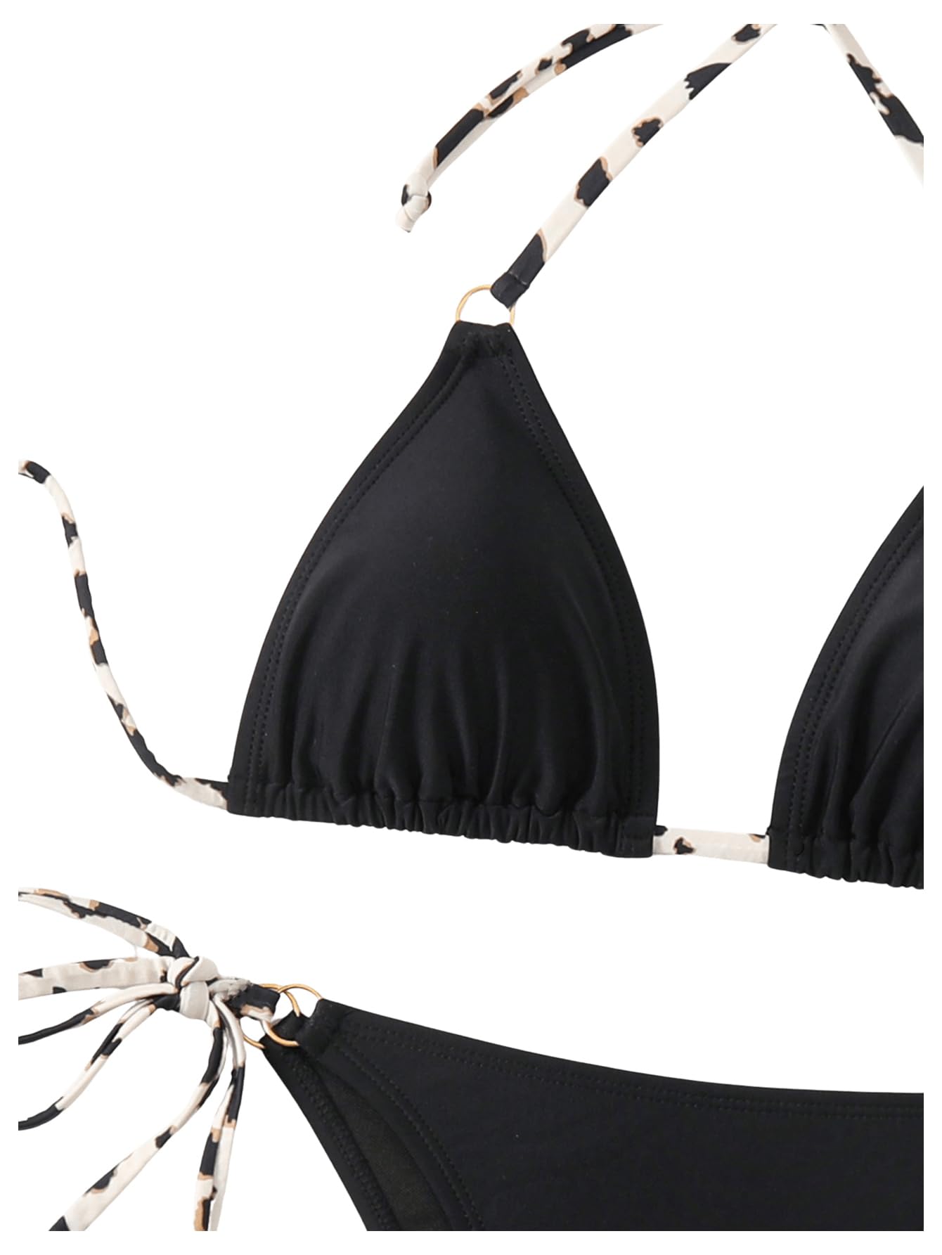 GORGLITTER Bikini deux pièces pour femme - Dos nu - Triangle - Haut de bikini string - Maillot de bain avec nœud - Tenue d'été