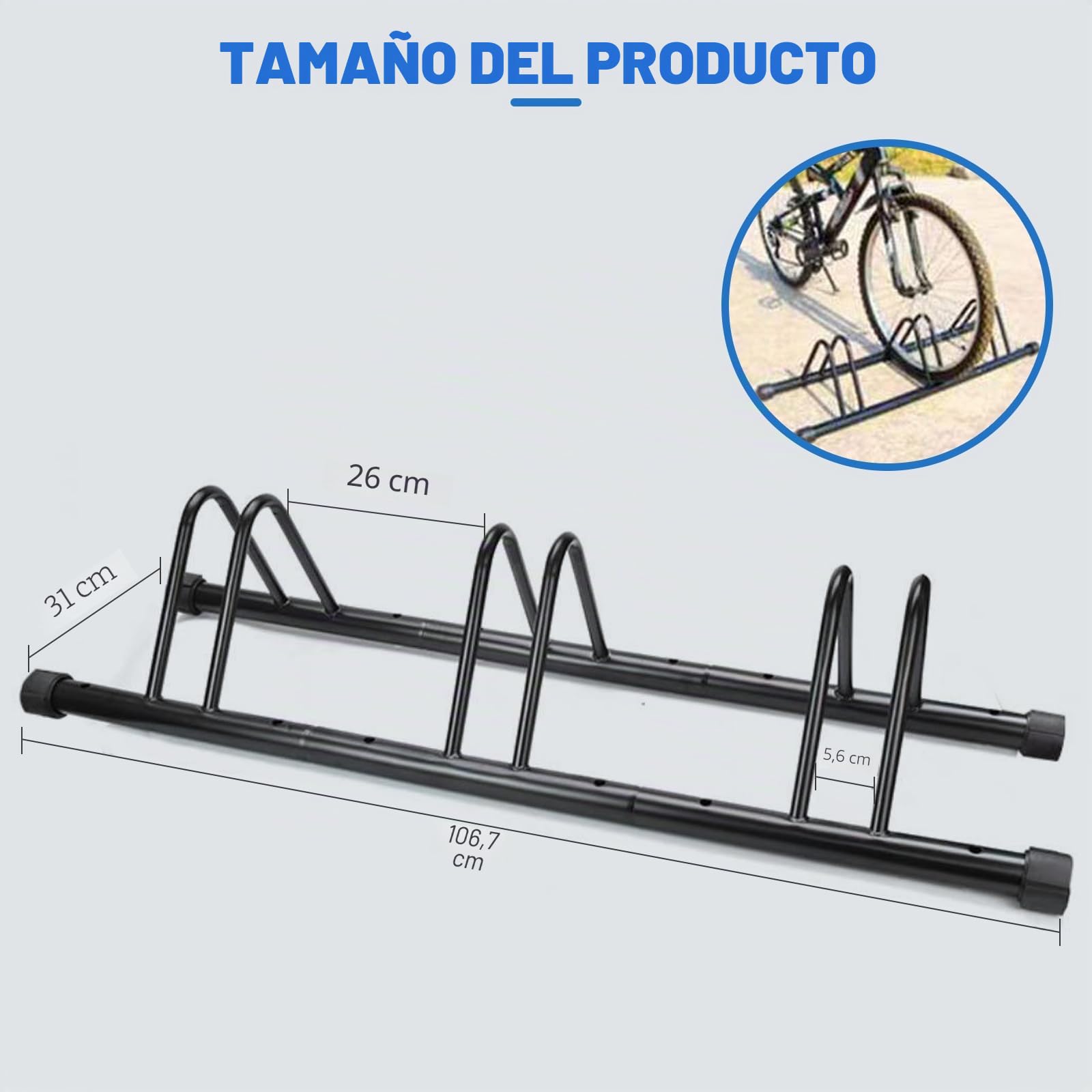 ENGWE MTB Soporte para bicicleta, estante de almacenamiento para 3 bicicletas, soporte de metal para estacionamiento al aire libre para garaje o cobertizo (3 estaciones de bicicletas)