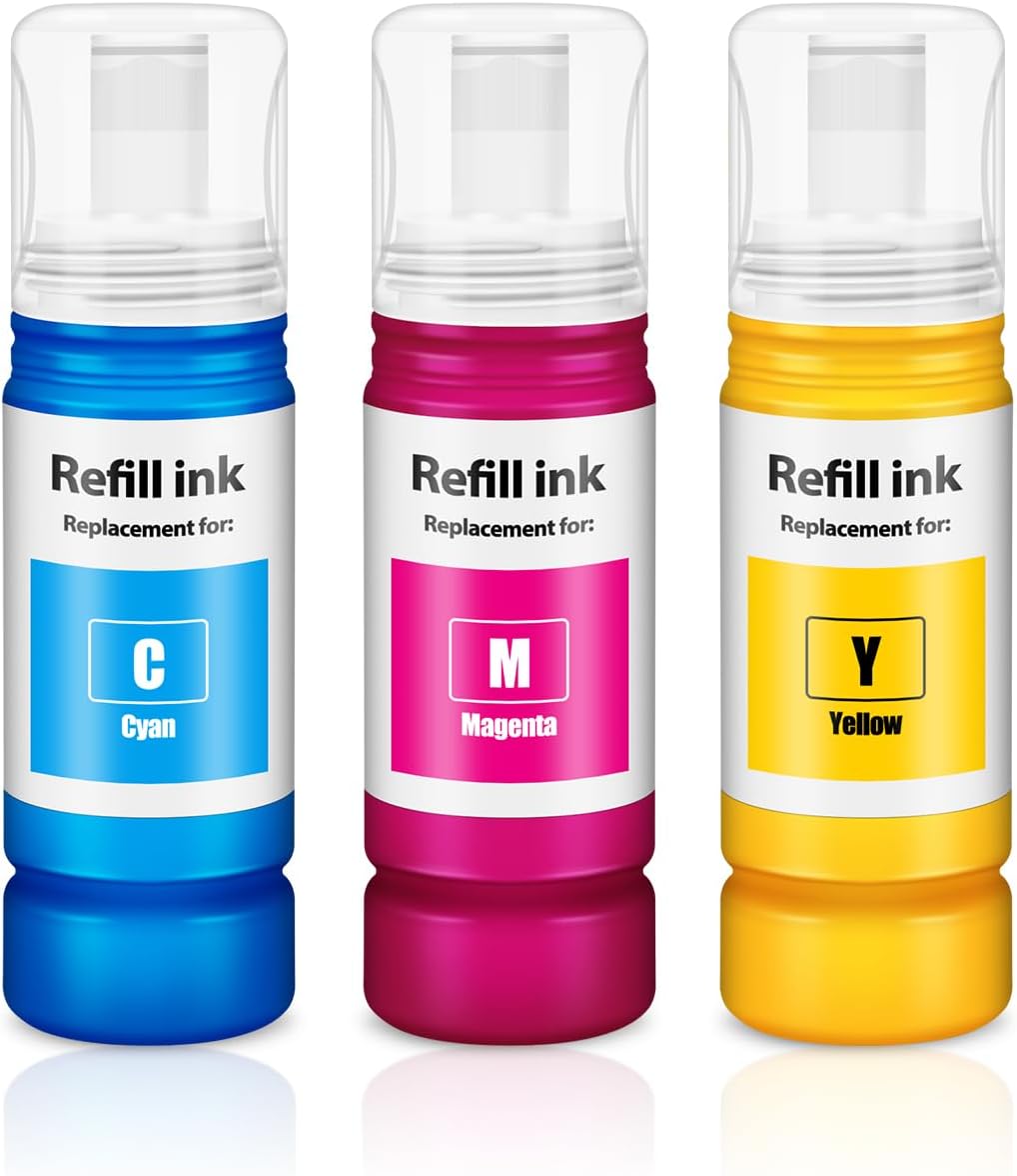 Compatible for EPT502 Ink Refills Color Use for ET-2850 ET-3830 ET-3850 ET-2760 ET-3760 ET-15000 Printer, Cyan,Magenta,Yellow, High Capacity 3 Bottles