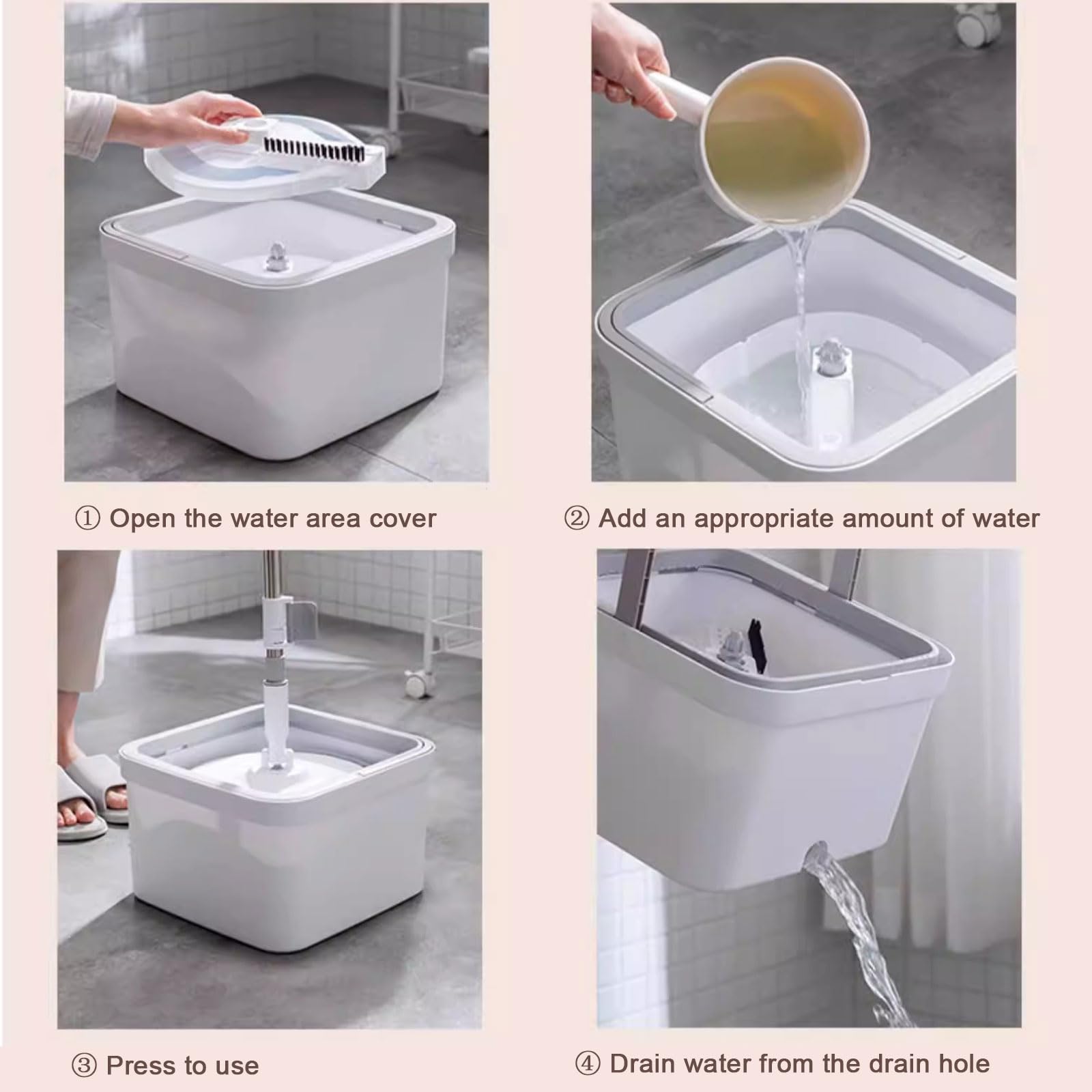 Ce Balai à Franges Rotatif avec Seau et essoreuse est idéal pour la Maison. Son Design à Double Compartiment sépare l'eau Propre de l'eau Sale. Les lingettes autonettoyantes en Microfibre co