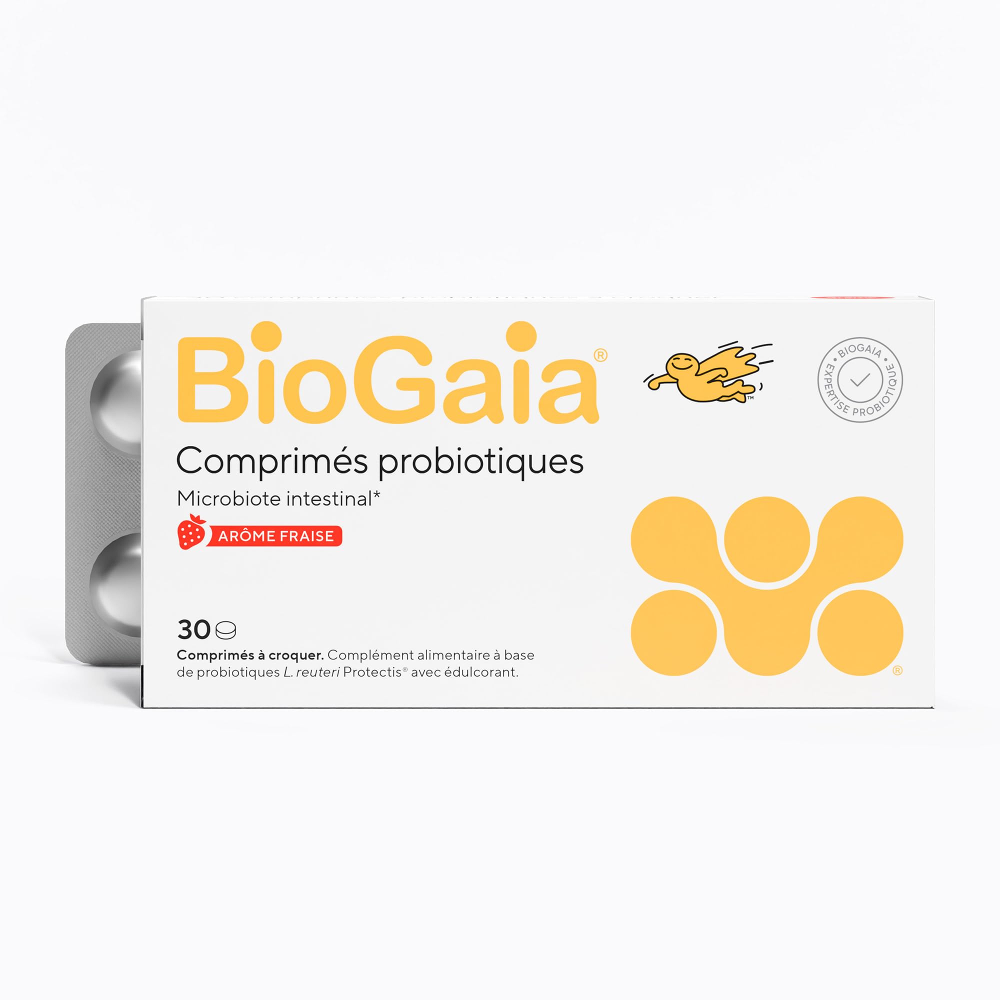 BioGaia Probiotic Tablets for Children from 3 Years | Balance of the Intestinal Flora | Food Supplement | Contains L. reuteri Protectis | Strawberry Flavour – 30 Chewable Tablets