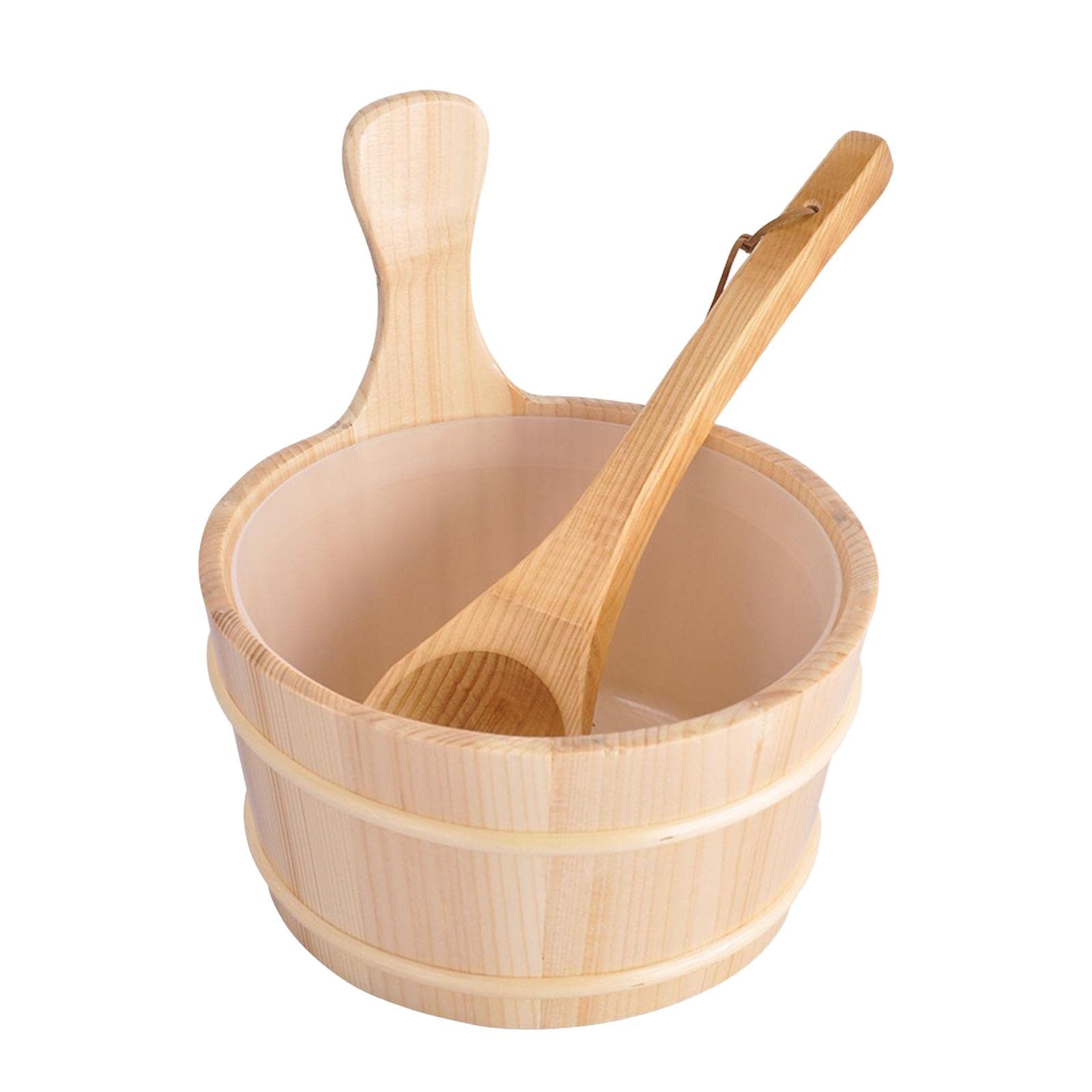 4L Holz Saunaeimer mit Schöpfkelle für Saunabad Spa Schwimmzubehör