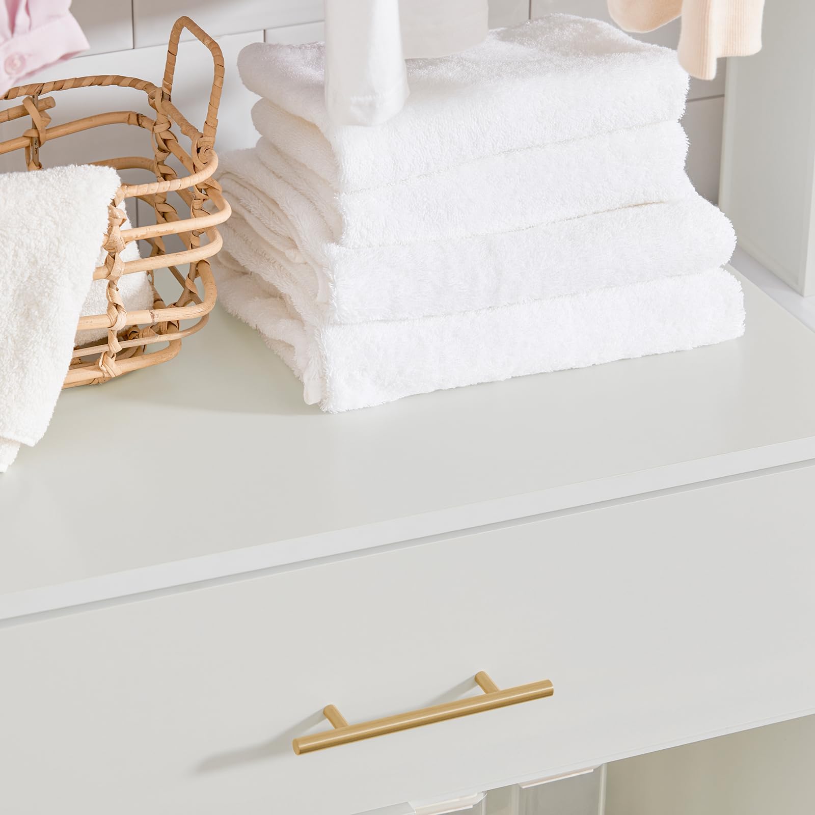 SoBuy Mobile Bagno Mobiletto Salvaspazio con Cassetto e 2 Ripiani per Raccordo, Armadietto Bagno Compatti in Bianco, 66x37x95 cm BZR66-W