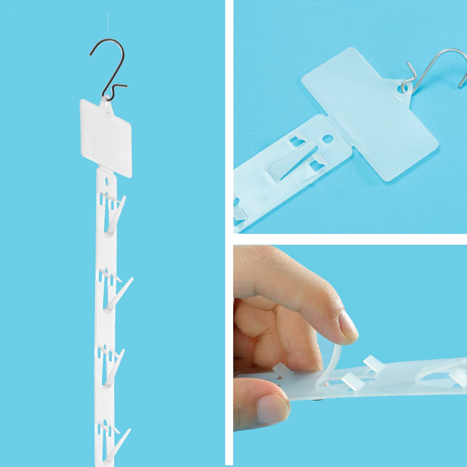 MAKINGTEC12 Pieces Station Hanging Merchandise Strips with Hooks, Merchandise Display Clip on Strip with Label Header for Retail Store Display