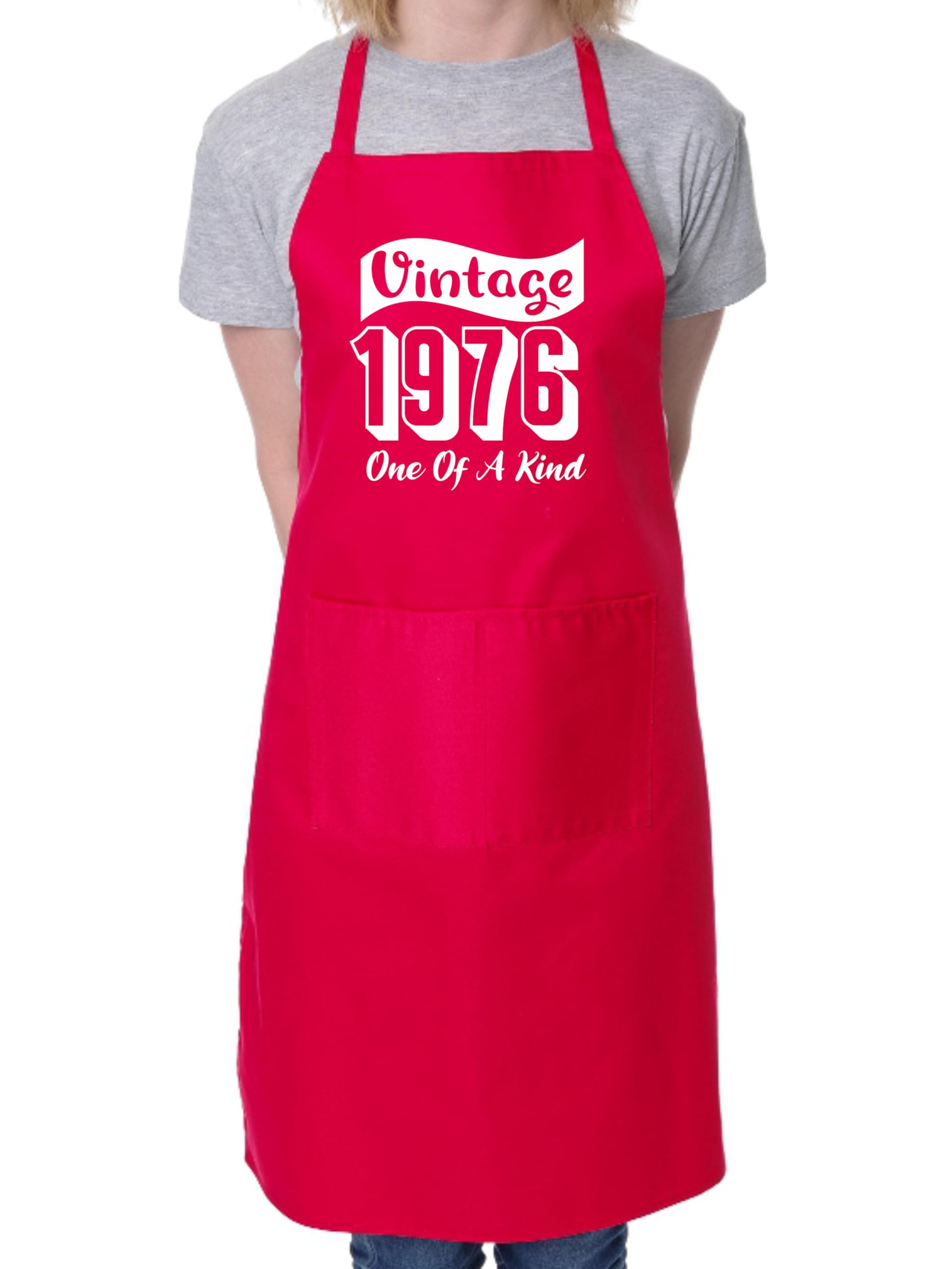 Print4u Unisex Red Vintage Birthday 1976 50Th Birthday Funny Apron Novelty Baking Bbq
