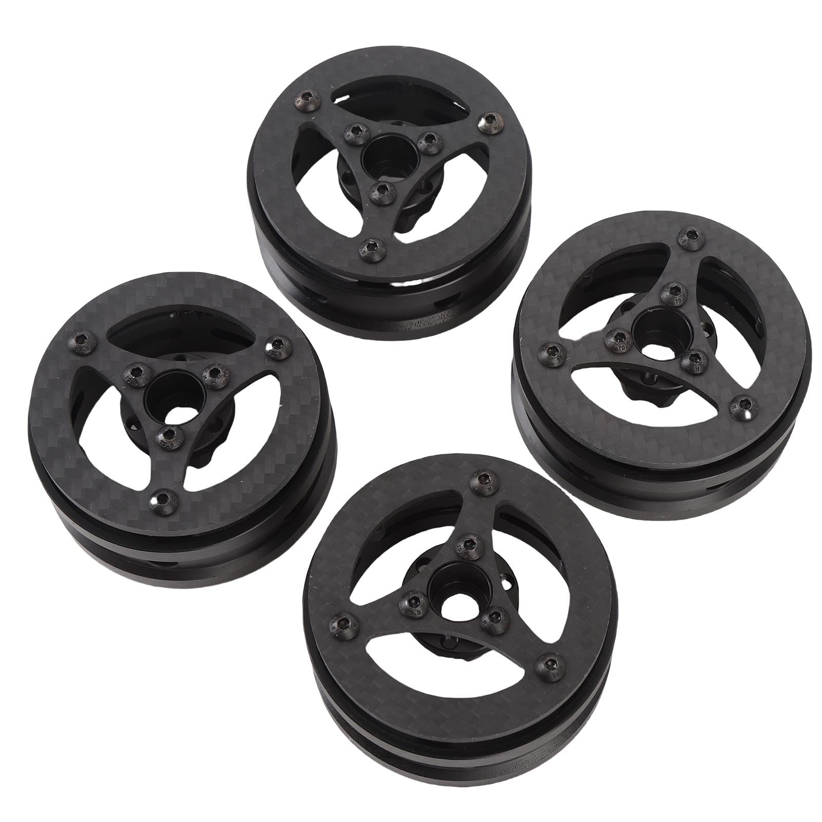 Generic Cerchione RC, Cerchio RC a 3 Razze Leggero in Fibra di Carbonio da 1,9 Pollici, Posteriore in Lega di Alluminio CNC con di Rapido Pneumatici per Cingolato SCX10 D90 Capra 1/10