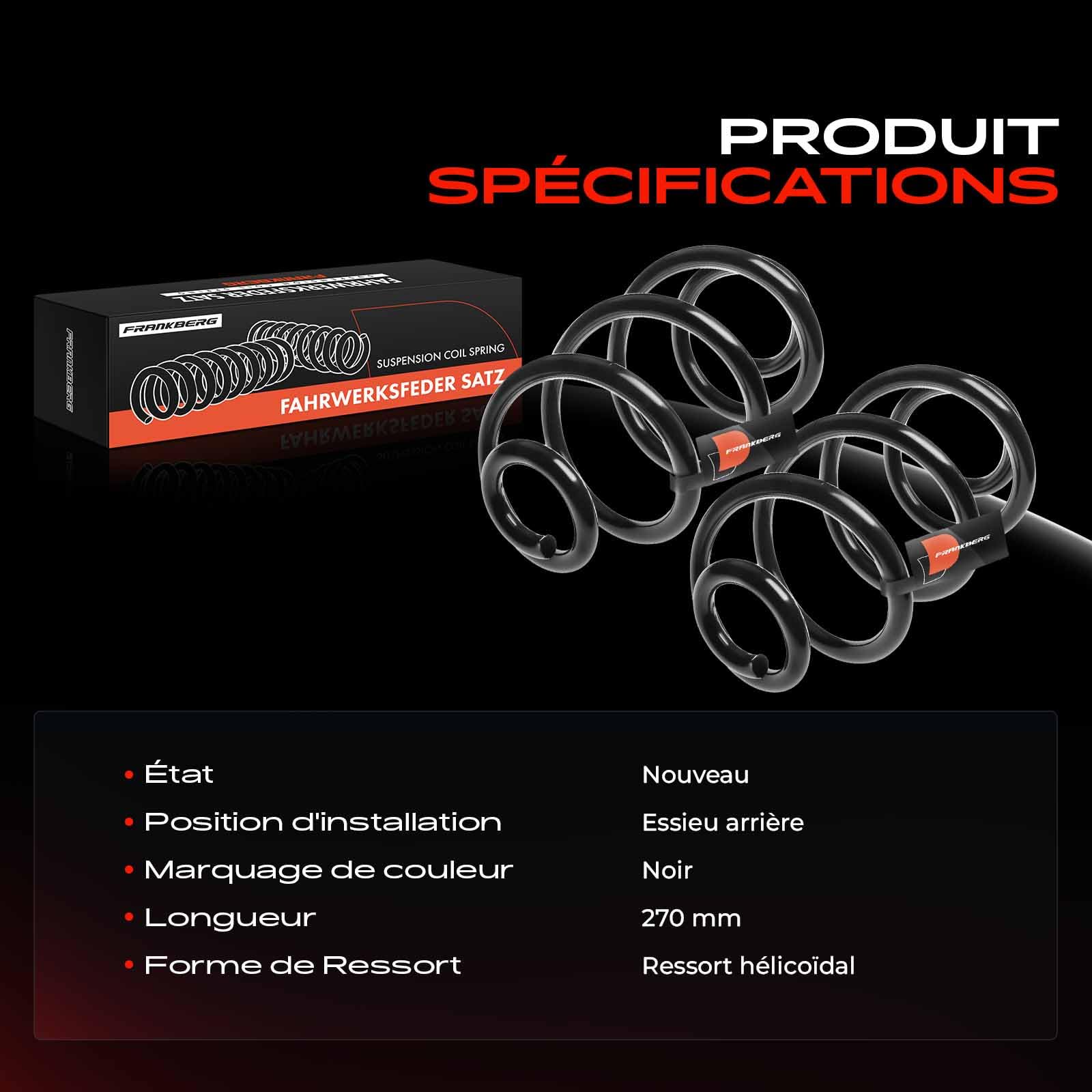 Frankberg 2 ressorts de suspension, essieu arrière 8200341248 | Compatible avec: Mode/Grand Mode F/JP0, Clio III BR0/1 CR0/1, Clio III Grandtour KR0/1