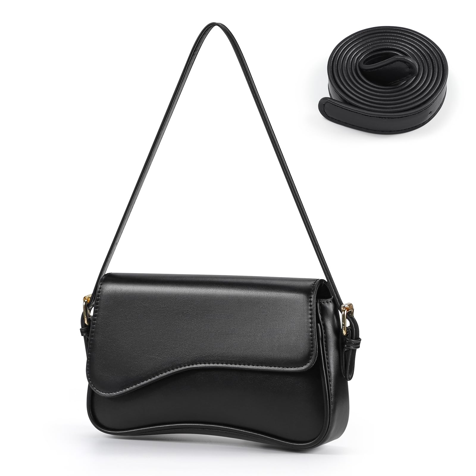 Sightor Shoulder Bag for Women, PU Leather Crossbody Bag Clutch Purse with 2 Adjustable Straps Hobo Bag Y2K Trendy Saddle Bag