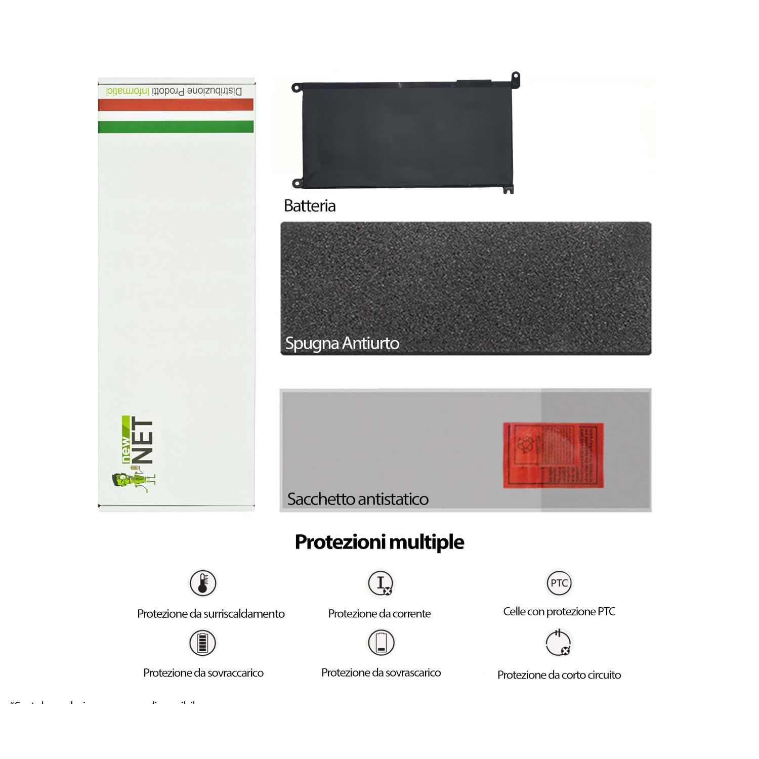 New Net - Batteria WDX0R compatibile con Dell P69G, P69G001, P70F, P69G002, P70F002, P70F001, P75F, P75F001, P75F002, P88G, P88G001 [11.4 V - 42 Wh]