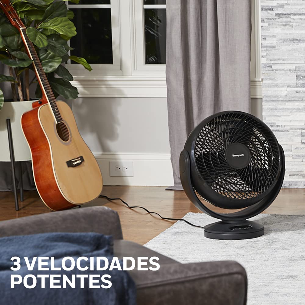 HONEYWELL HF715BE4 - Ventilador digital oscilante Turbo Force de (personal; pequeño; para el hogar o la oficina; con mando a distancia; comandos electrónicos con LED; 3 velocidades; giro de 90 grados)