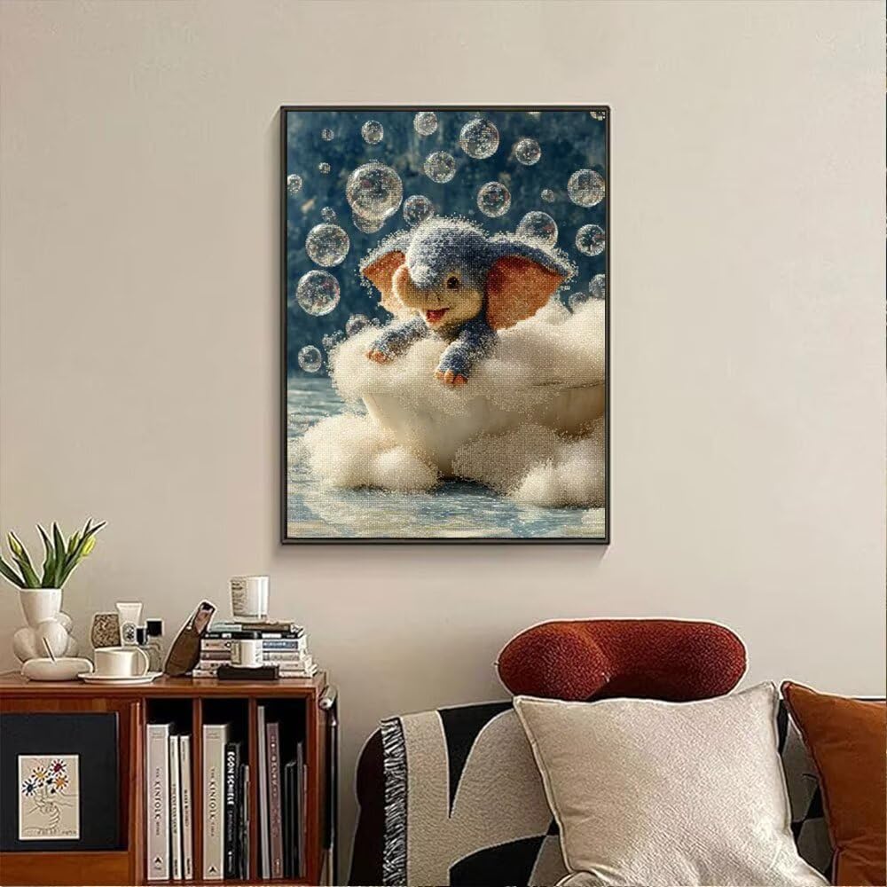 Słoń Zwierzę Diament Malarstwo Zestawy Dorosłych, 5D Okrągłe Wiertło Diamentowe Malarstwo Dzieci Malarstwo, Diamant Art Haft Cross Stitch Obrazy, Mozaika Sztuka Do Dekoracji Ściany 100x130cm hJ8-265