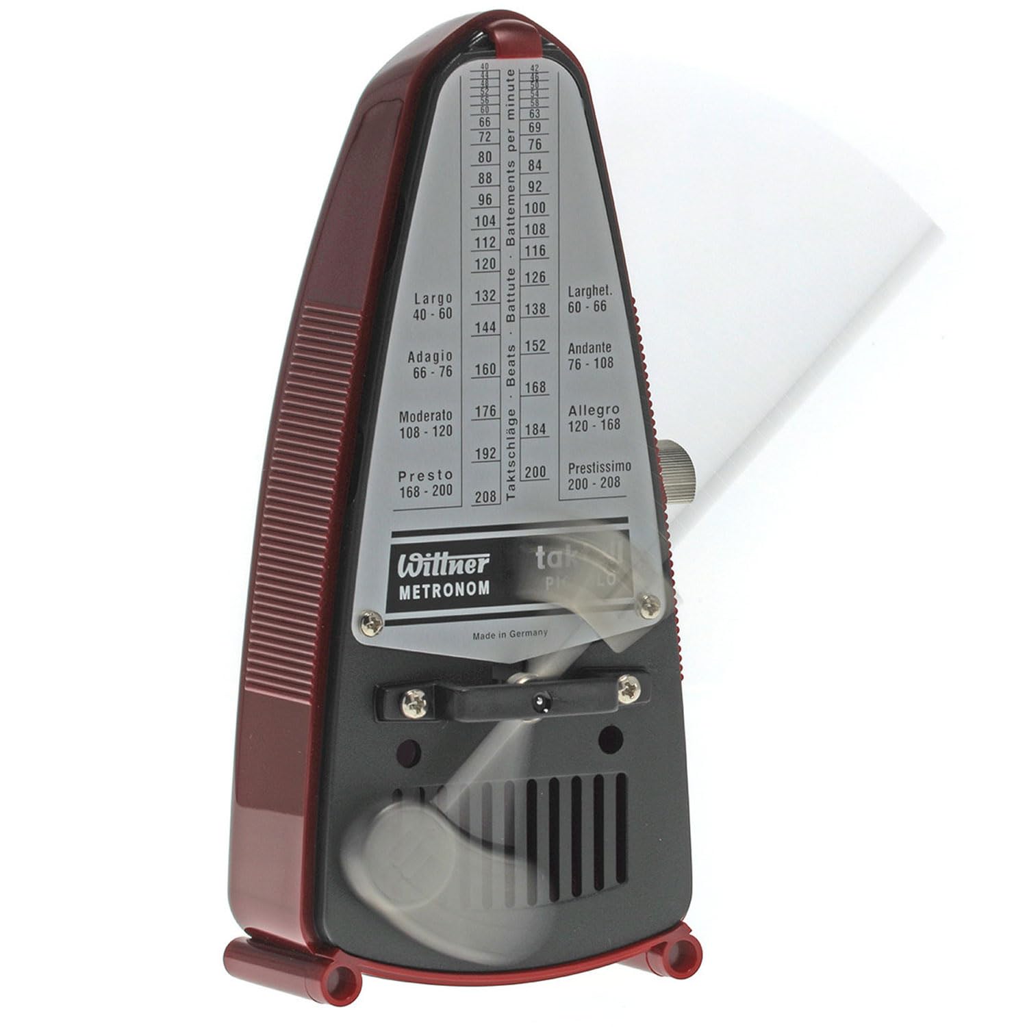 Wittner - Metronomo meccanico 834 Taktell Piccolo rosso con incisione personalizzata