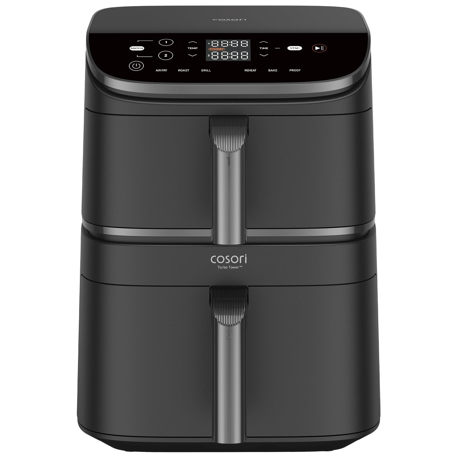 Cosori Turbo Tower Fritadeira de ar grande de 10,8 litro, cavidade metálica, 50 % economia de espaço, 2630 W e mais rápida, Air Fryer duplo cesto vertical, 6 funções, máximo 12 pessoas, fácil de transportar impiar
