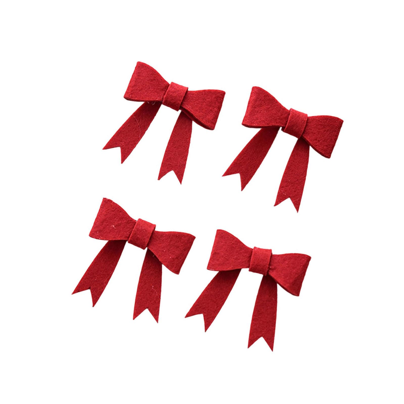 Tsophreniq Of 4 Celebratory Fabric Bow Garnishes with Needle Particulars for Traditional Holiday Handicrafts Christmas Bow Garnishes
