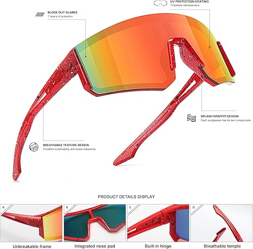 Miniatura 4 de Gafas de sol deportivas para jóvenes, para béisbol y softbol, para niños y niñas de 6 a 12 años, gafas de sol para ciclismo, ligeras