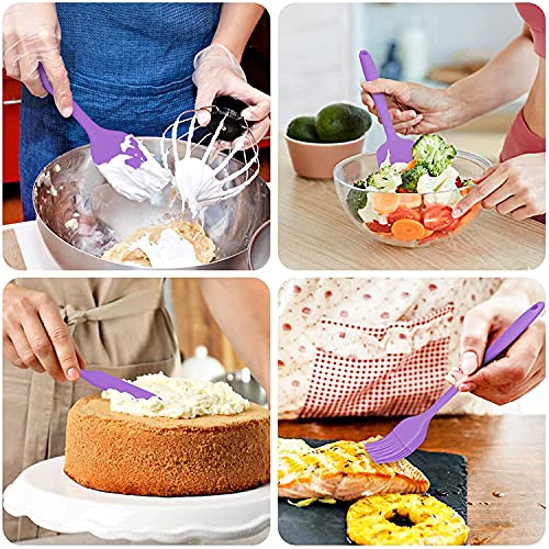 Image of Silicone Spatula Set Silicone Kitchen Utensils Set with Basting Pastry Silicone Brush Heat Resistant Non-Stick, for Cooking Baking Cake Decorating, Rubber Spatula Turner Spoonula, 5 (Purple)