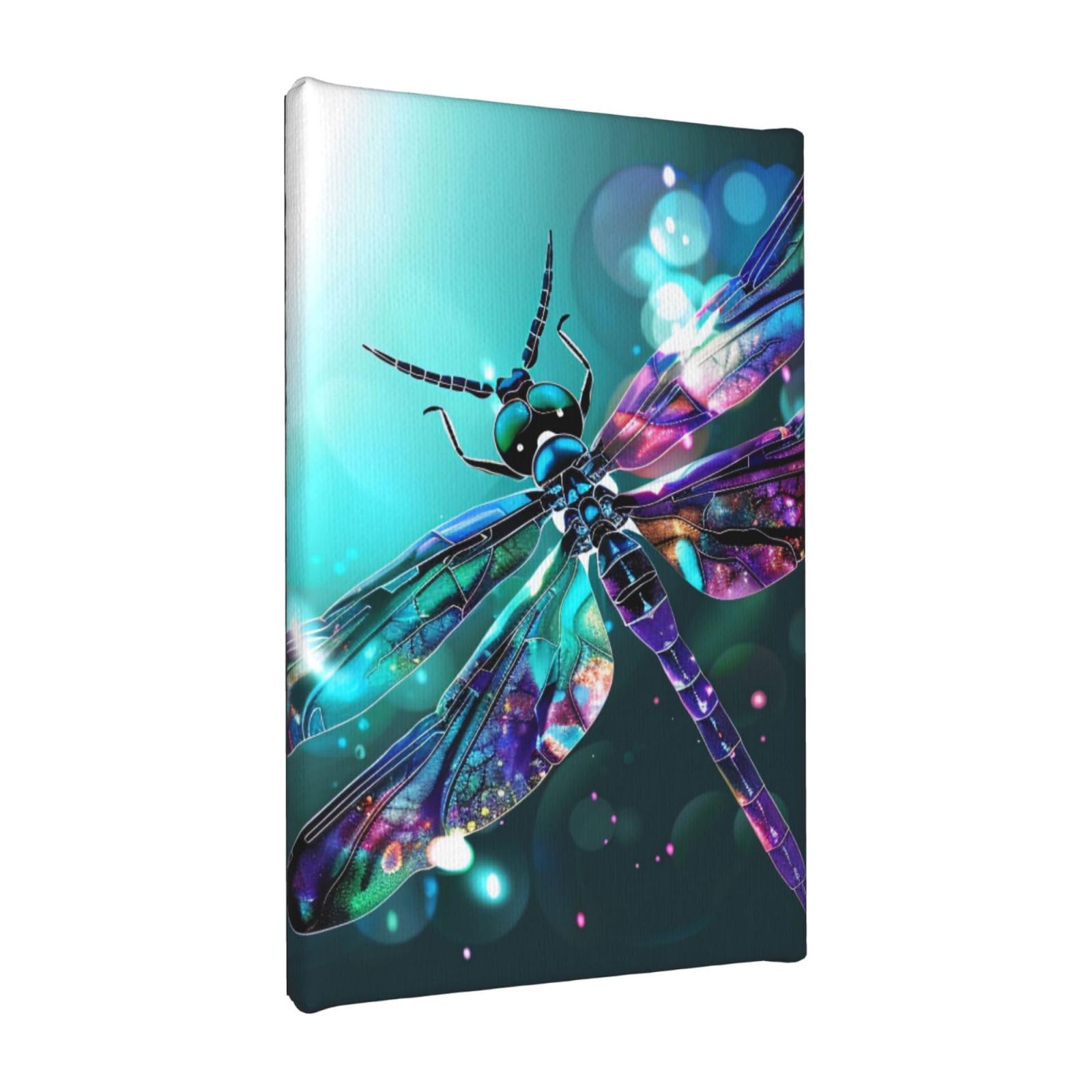 YKLJG Galaxy Animal Dragonfly Printed Wall Art Canvas Painting 20x30 CM Wooden Framed Picture Painting Artwork Prints for Bedroom Kitchen Home Office Decor