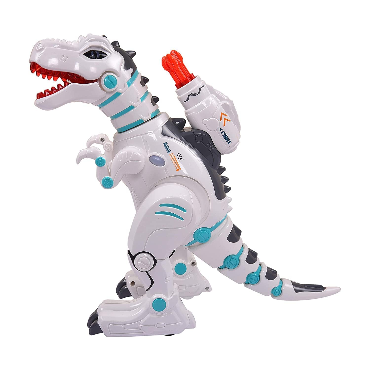 Pihura Electric Remote Control Walking Robot Dinosaur Toy for Kids - Fire Spray Effect, On Wheels, Wireless Remote Control, Sound & Music 2
