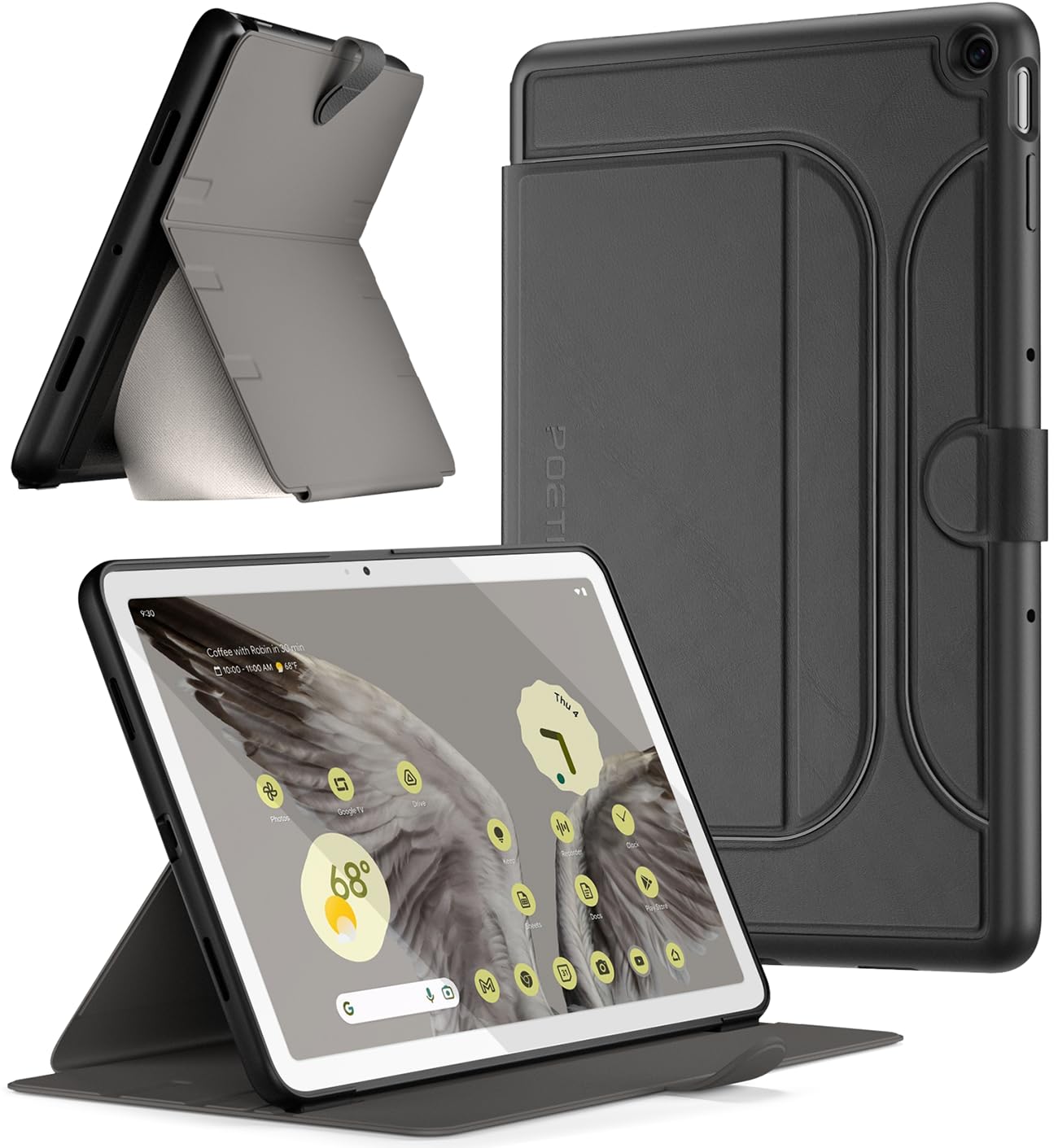 Poetic Explorer Magnetic Folio Stand Case Designed for Google Pixel Tablet (2023), Magnetic Fidget Mount Case for Google Pixel Tablet, Black