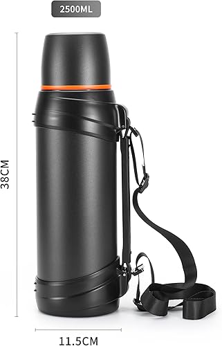 Miniatura 6 de Termos de café grandes de 85 onzas para viajes, jarra de agua aislada, botella clásica al vacío con taza de plástico, termo de acero inoxidable para