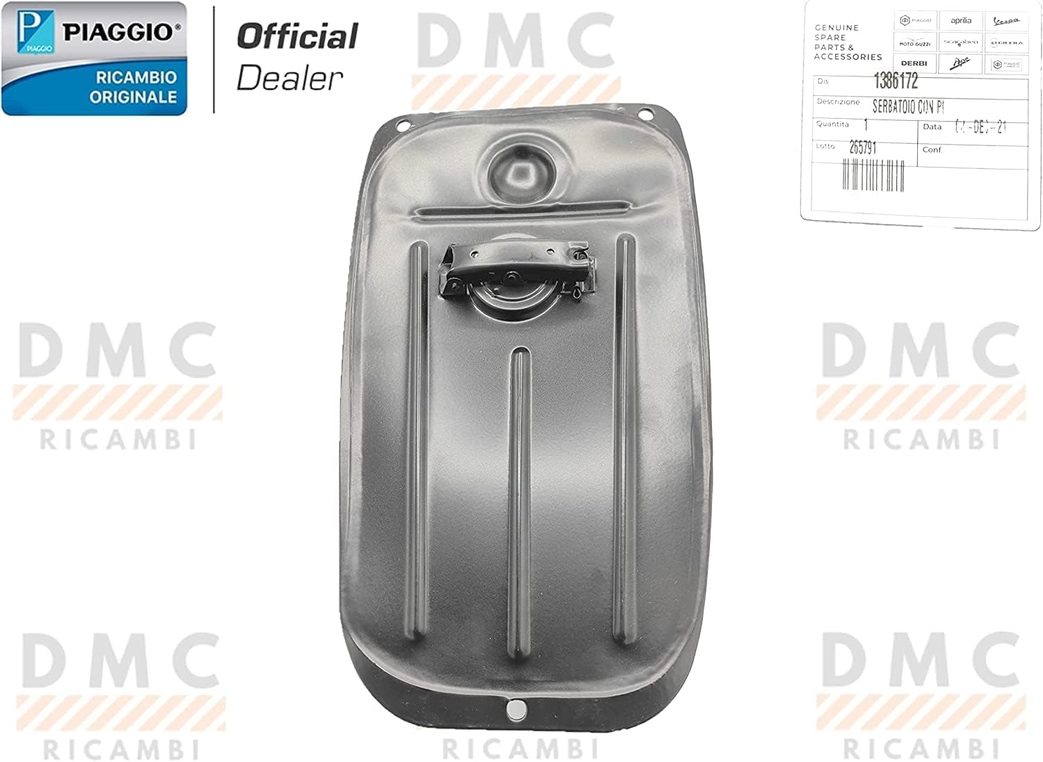 KIT SERBATOIO TANGA BENZINA CARBURANTE PER PIAGGIO VESPA 50 SPECIAL - VESPA 50 L - R - N - VESPA 125 - VESPA ET3 125 PRIMAVERA COMPLETO DI RUBINETTO E ASTA ORIGINALE.