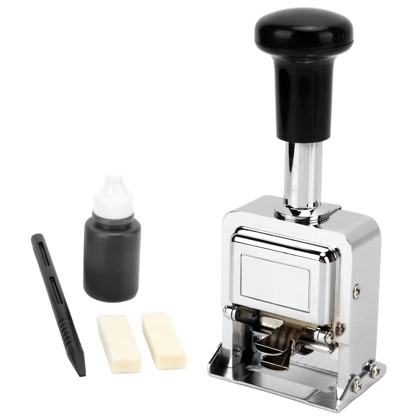 Pyhodi NUMERATORE AUTOMATICO, TIMBRO NUMERATORE Autoinchiostrante Portatile Professionale A 6 Cifre in Metallo per la Numerazione Consecutiva, Kit di Timbri Numerici per Banche,