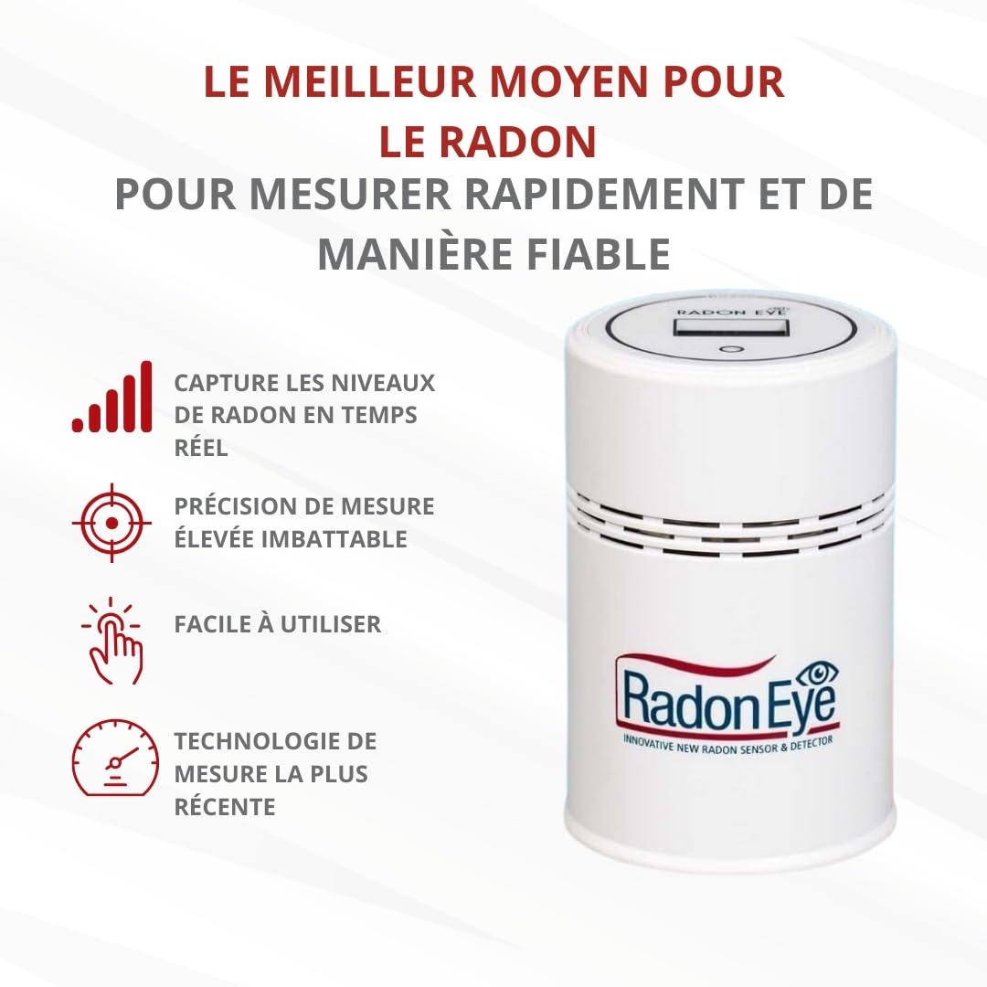 Ecosense | Kit RadonEye | + Instructions + Conseils de Mesure Radon + HandyAPP + Certificat | Radon Eye RD200