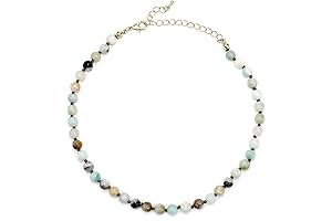 Real Amazonite Natural Gemstone Beaded Choker Necklace for Women