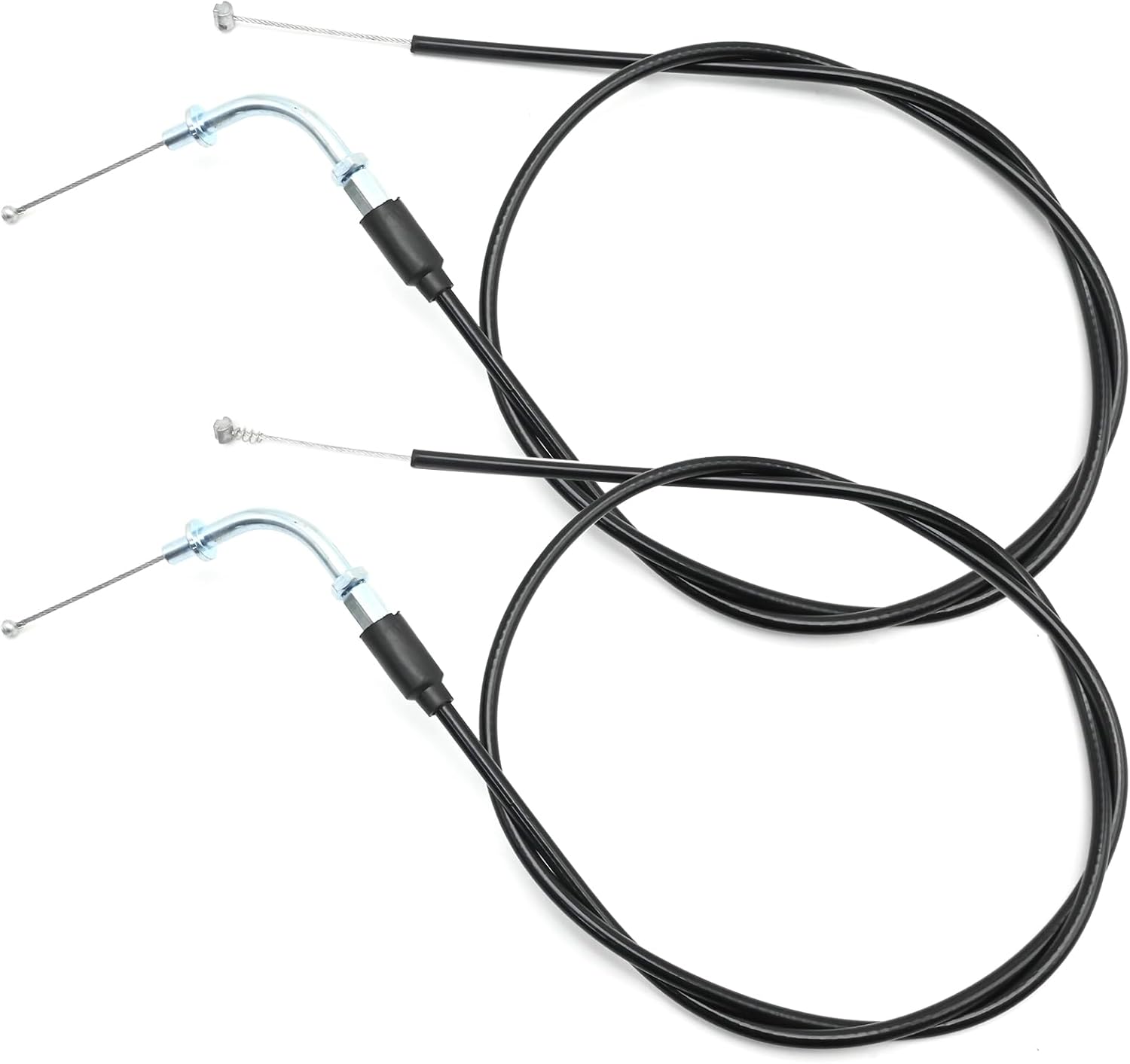 46.3” Motorcycle Throttle Idle Cable Braided Wire Kit, Stainless Steel Braided Throttle Idle Cable Replacement for Harley Touring Road Glide Street Glide Electra Glide Road King 2000-2006