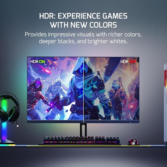 GAMEPOWER Bull T10 24 Inch 200Hz Gaming Monitor, 1920x1080p FHD, HDR, Adaptive Sync, Frameless Design, 300 Candela, IPS Panel, Blue Light Filter, 0.5ms Response Time, Zero Dead Pixel