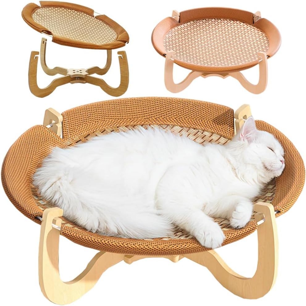 Summer Rattan Breathable Cat Bed,Removable Pet Hammock,Cat Hammock Bed,Pet Cooling Mat