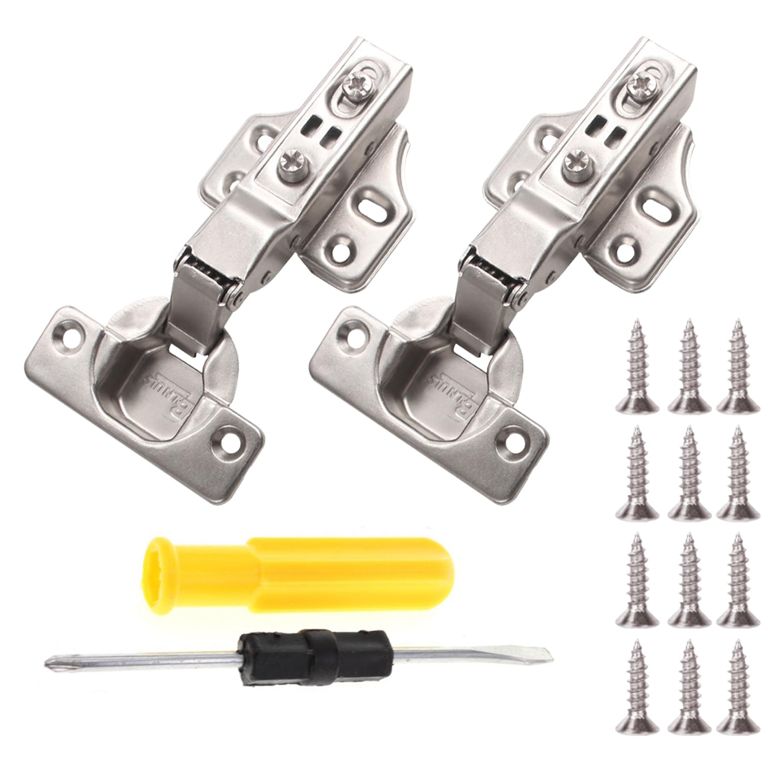 YCSHIPO Cabinet Hinges - 2 Pack Full Overlay Cupboard Concealed Hinges, Soft Close Nickel-Plated for Kitchen, Bathroom, Bedroom