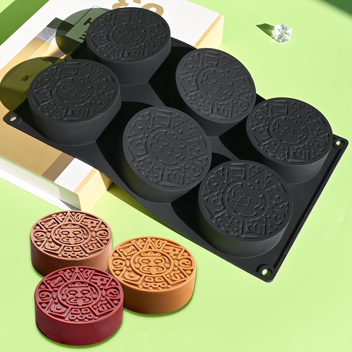mostsom Moule en silicone 3D cylindrique 6 cavités pour chocolat, mousse, gelée, pudding, dessert (B_ cylindre)