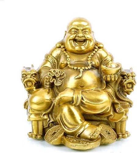 SMRTHMRT Fengshui - Estatua de Buda de la suerte, Buda riendo de latĂłn, estatuas y esculturas de silla del emperador, decoraciĂłn de escritorio del SMRTHMRT Fengshui - Estatua de Buda de la suerte, Buda riendo de latĂłn, estatuas y esculturas de silla del emperador, decoraciĂłn de escritorio del