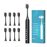 Electric Toothbrush for Adults and Kids, Travel Electric Toothbrush with 8 Brush Heads, Rechargeable Sonic Toothbrush with 5 Modes, 2 Minutes Built in Smart Timer, 42000 VPM Motor (Black)