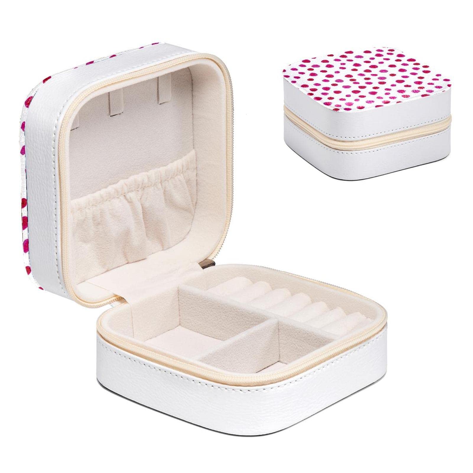 Boîte à bijoux pour fille et femme voyageuse - Organisateur de boucles d'oreille portable rose