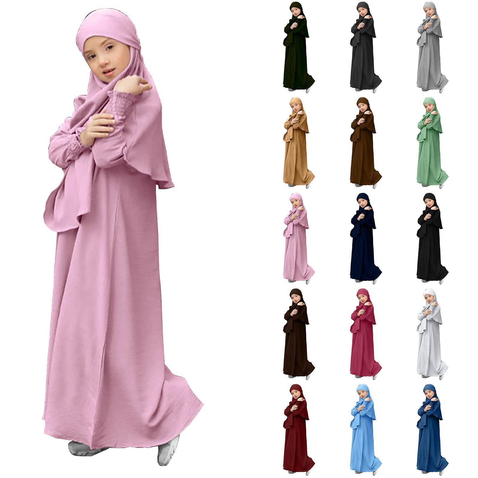 Vestido musulmán para niñas Abaya cárdigan manga larga caftán Ramadán Eid Thobe