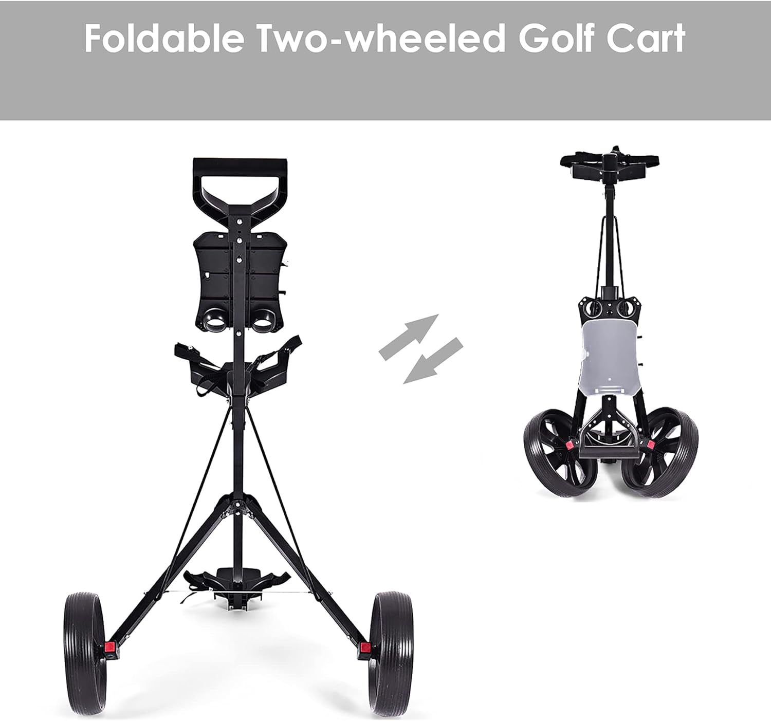 DORTALA Golf Cart, 2 Wheel Foldable Golf Trolley Push Pull Cart with Scoreboard, Multifunctional and Convenient Golf Cart Quickly Opened and Closed